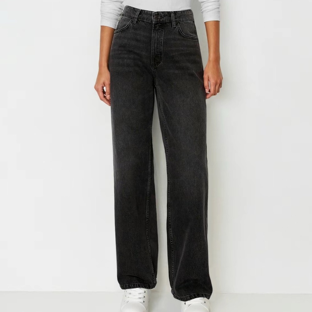 Women's Charcoal High Waisted Strech Wide Leg Jeans NWT XL